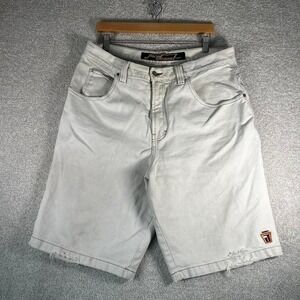 Vintage JNCO basic four cream white baggy long skater denim jean shorts jorts 38
